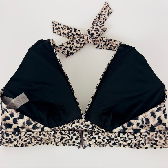 CALIA Animal Print Halter Plunge Neckline Open Back Medium Support Bikin… - Picture 4 of 8